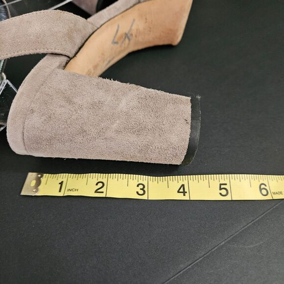 Stuart Weitzman Women's Platform Suede Open Toe Block Heel Sandal Grey 9.5 - Picture 7 of 9